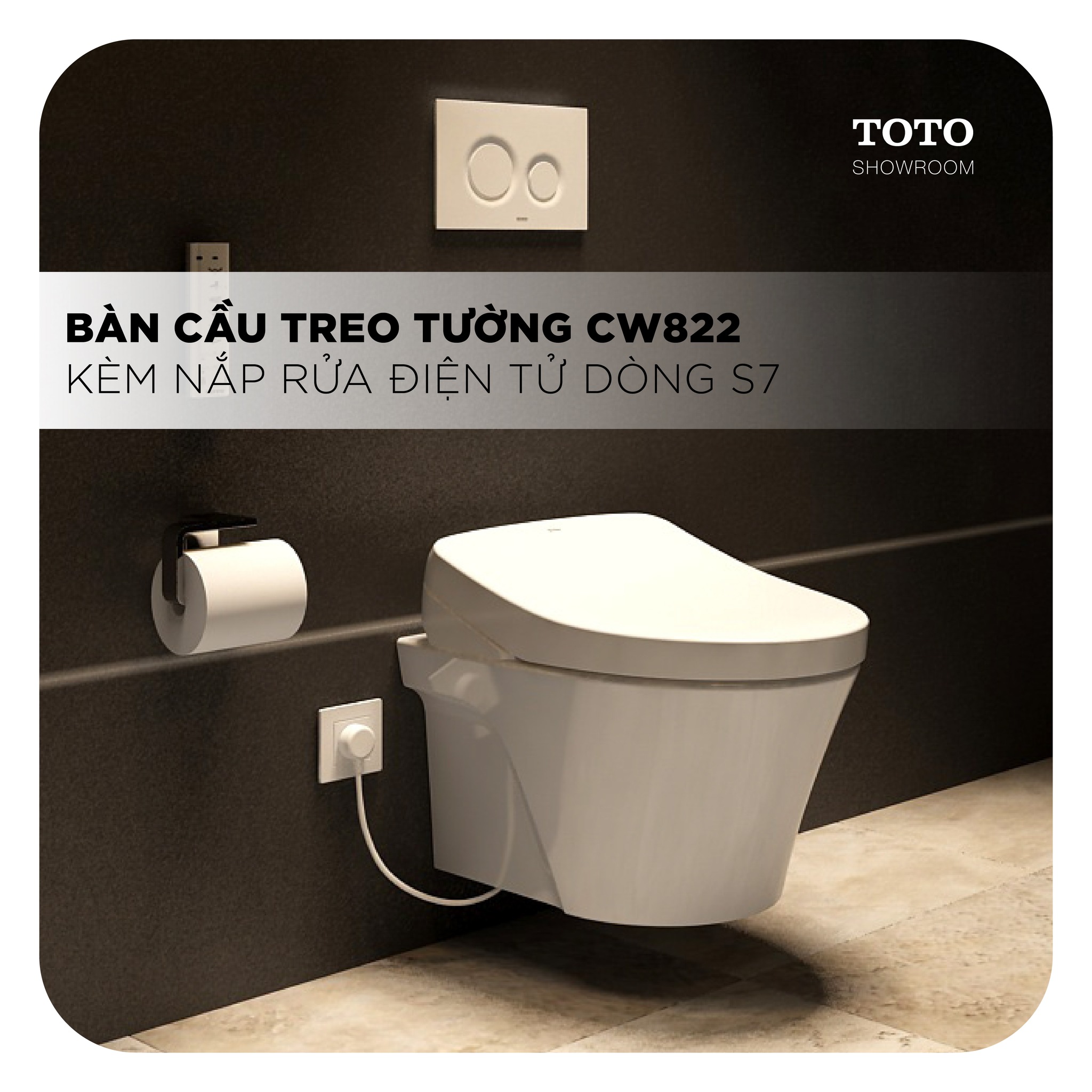 Bồn cầu treo tường CW822 kết hợp nắp rửa điện tử dòng S7