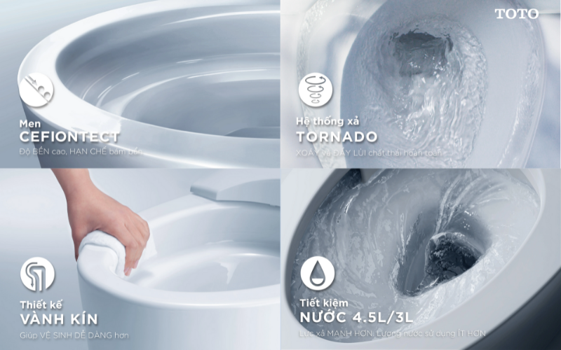 Bồn cầu 1 khối của TOTO sở hữu nhiều tính năng