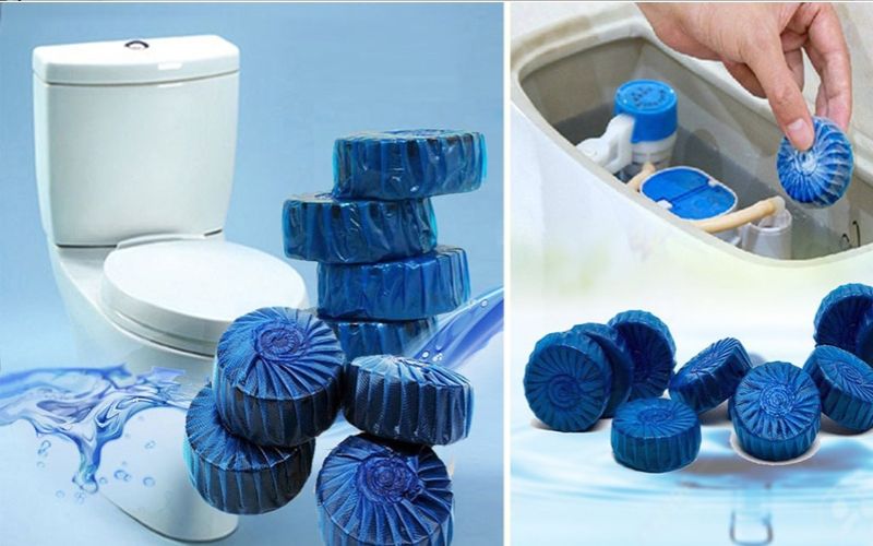 Sử dụng viên tẩy rửa bồn cầu giúp khử khuẩn làm sạch bồn cầu